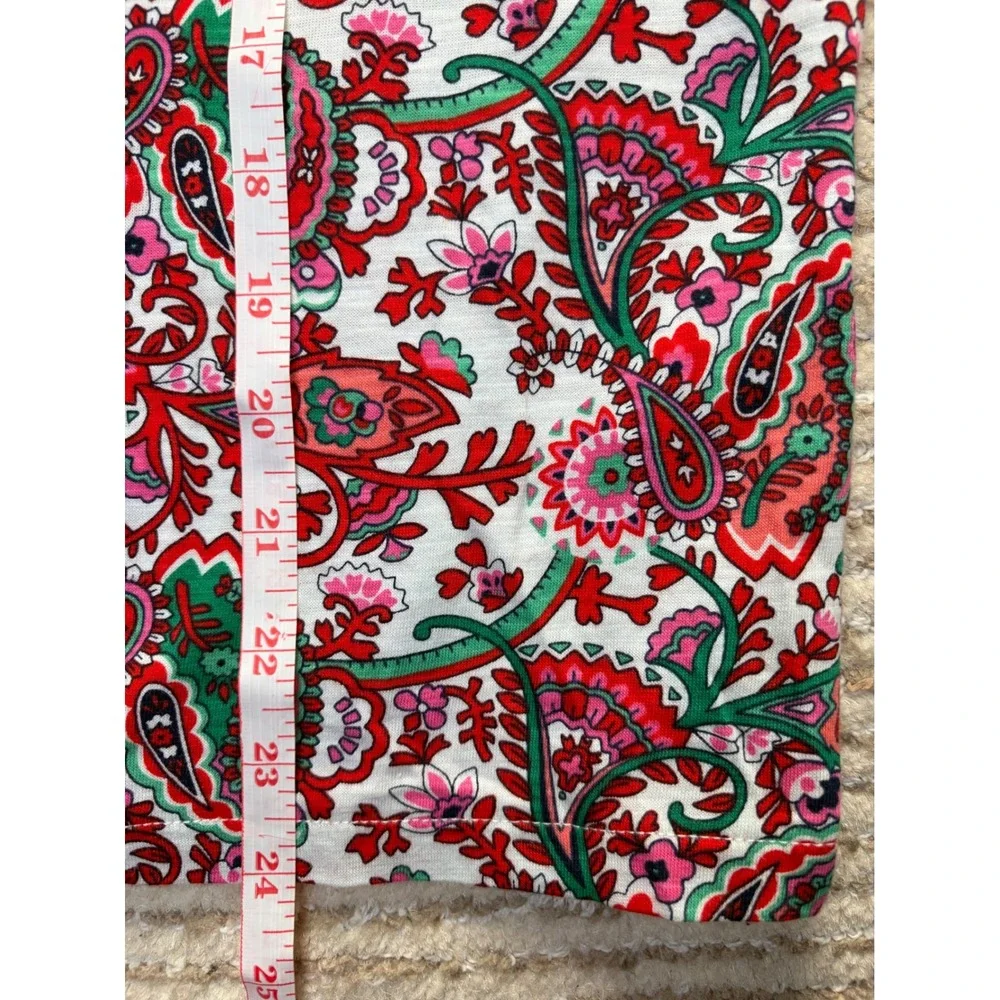 Boden Red Green Paisley Floral Cotton Tencel Modal Button Down Shirt 10 Boho